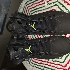 Air Jordan Black Sneakers with Neon Accents